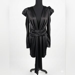 Nasty Gal Elegant Black Satin Mini Dress